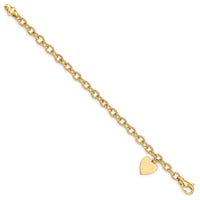 14k Link w/ Heart Charm Bracelet-LK312-7.5