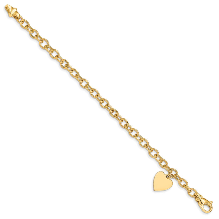 14k Link w/ Heart Charm Bracelet-LK312-7.5
