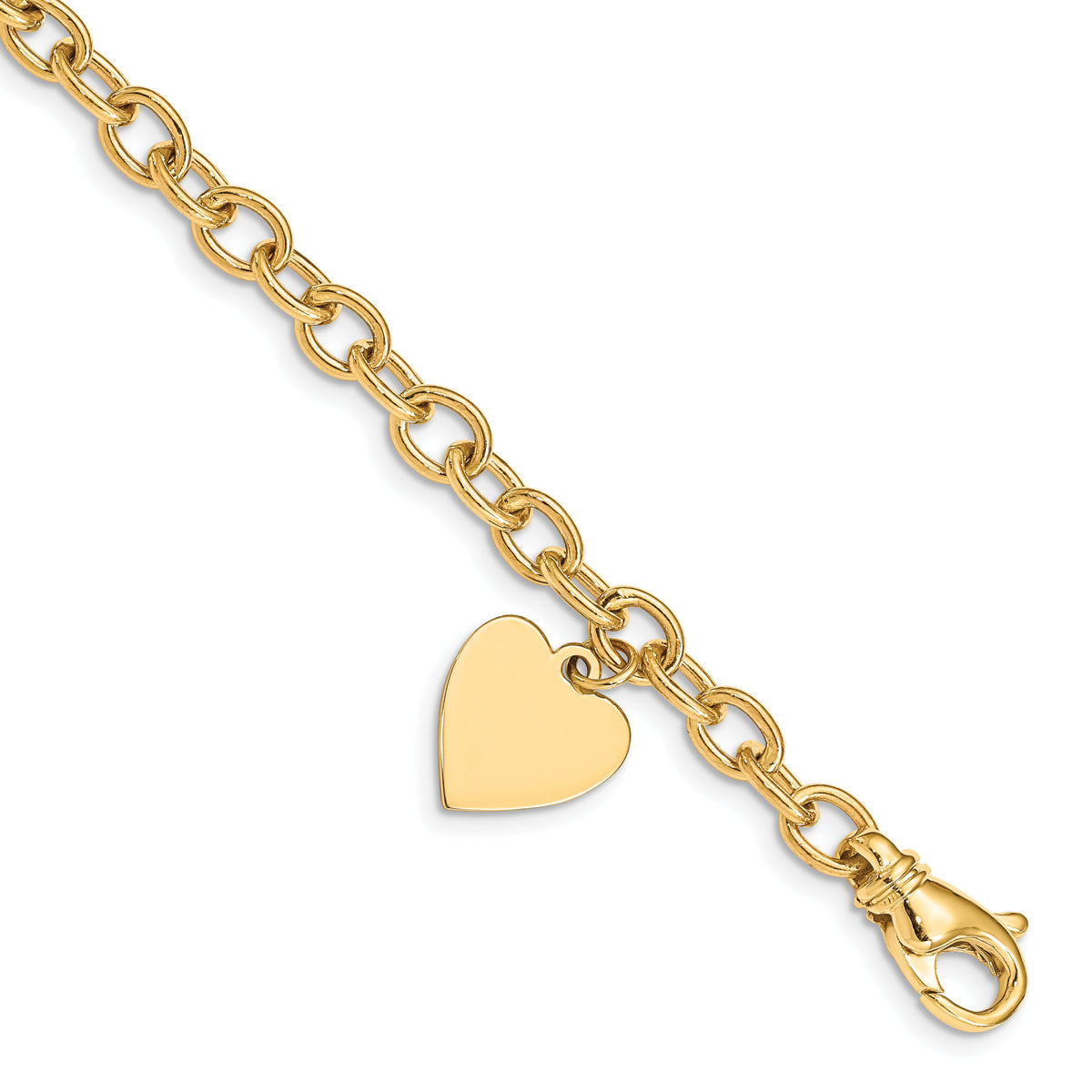 14k Link w/ Heart Charm Bracelet-LK312-7.5