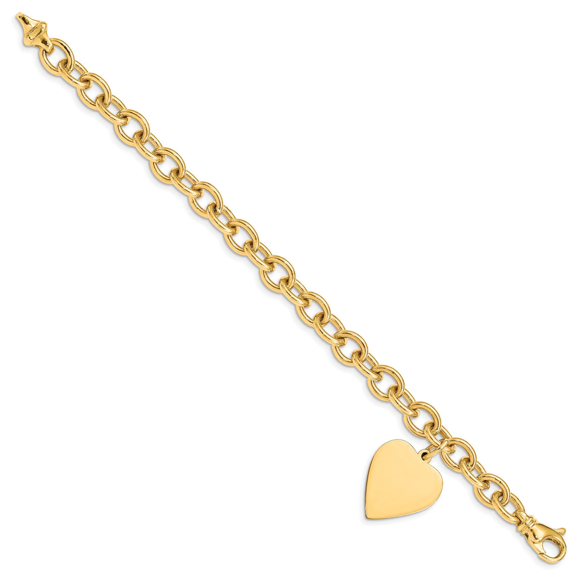 14k Link W/ Heart Charm Bracelet-LK314-7.5