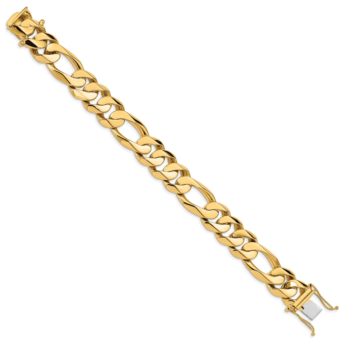 14k 15.7mm Hand Polished Fancy Heavy Figaro Link Bracelet-LK322-8.25