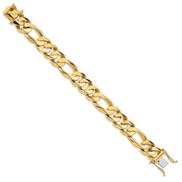 14k 15.7mm Hand Polished Fancy Heavy Figaro Link Bracelet-LK322-8.25