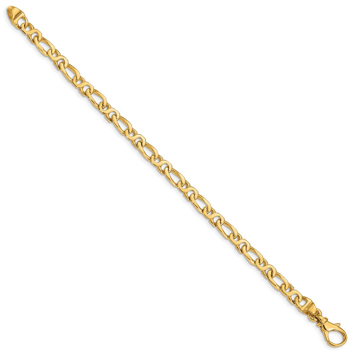 14k 4.8mm Hand Polished Fancy Link Bracelet-LK359-7