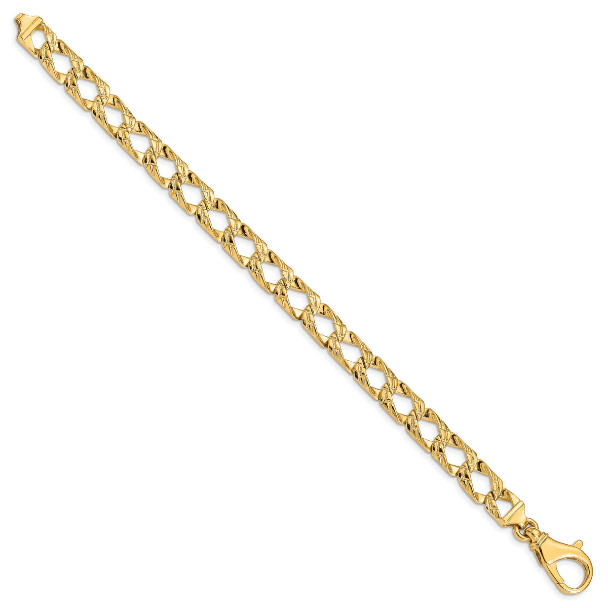 14k 8.6mm Hand Polished Fancy Link Bracelet-LK393-8