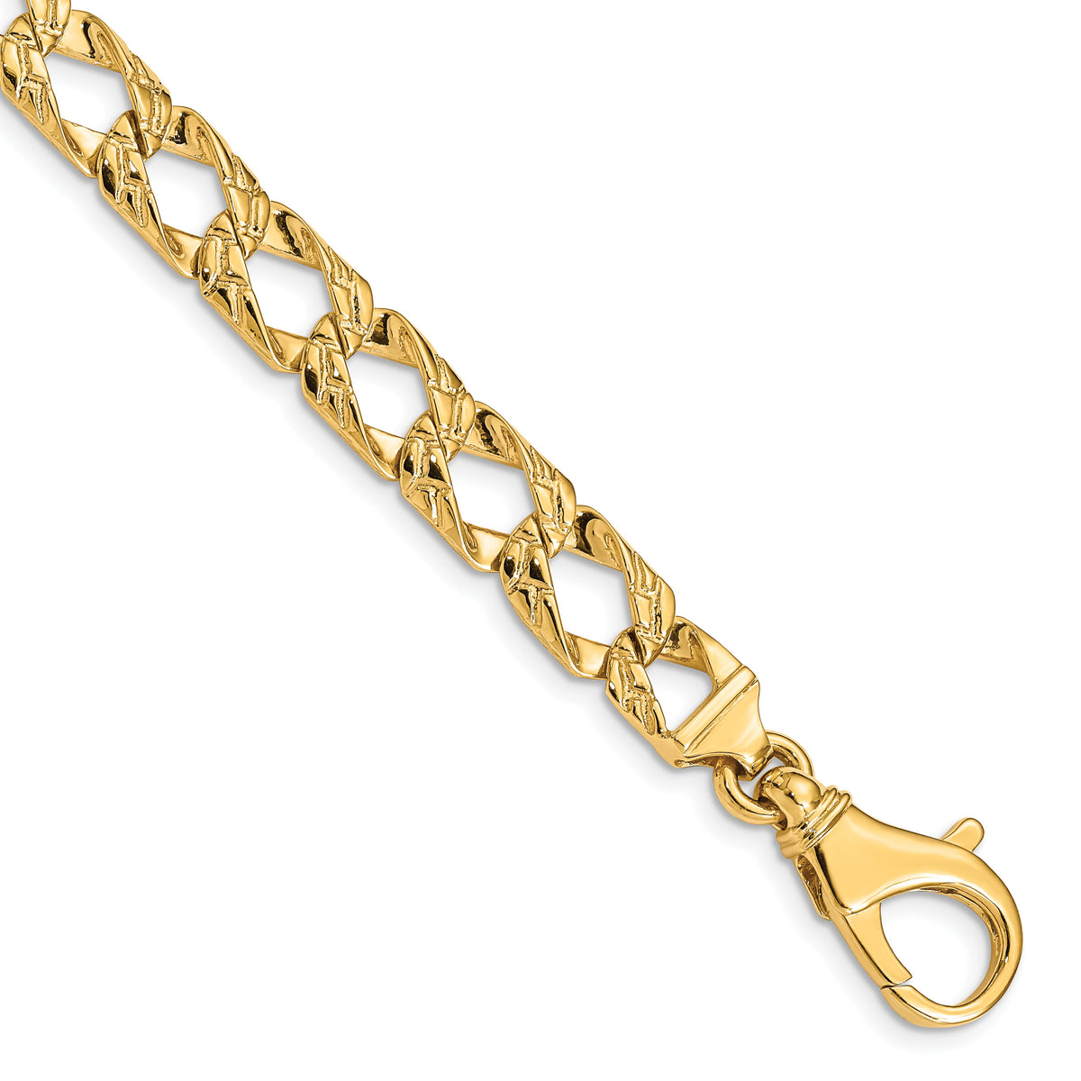 14k 8.6mm Hand Polished Fancy Link Bracelet-LK393-8