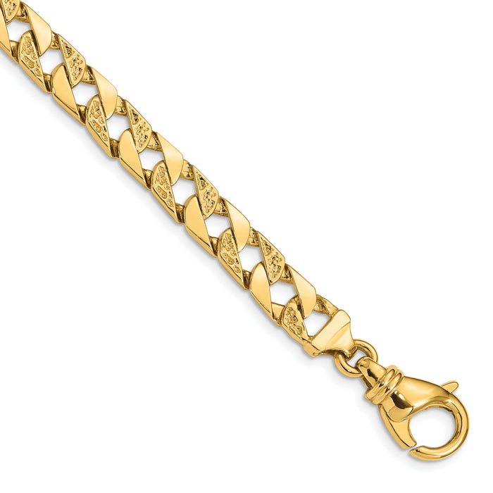 14K 7.5mm Hand Polished Fancy Link Bracelet-LK394-8