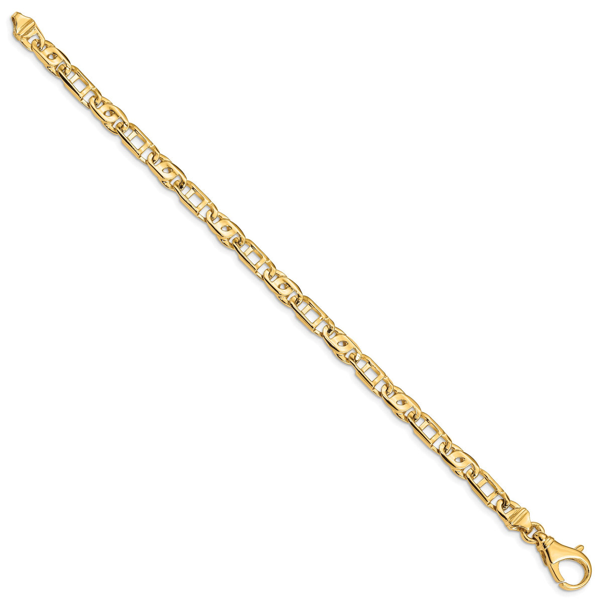14K 5.5mm Hand Polished Fancy Link Bracelet-LK397-7.5
