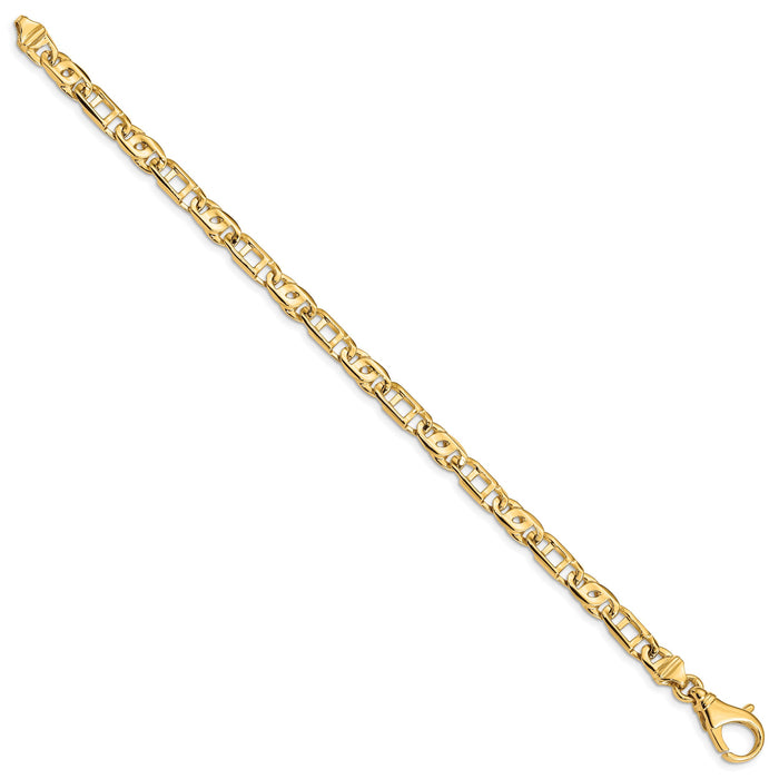 14K 5.5mm Hand Polished Fancy Link Bracelet-LK397-7.5