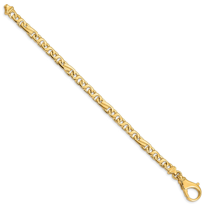 14K 5.8mm Hand Polished Fancy Link Bracelet-LK400-7