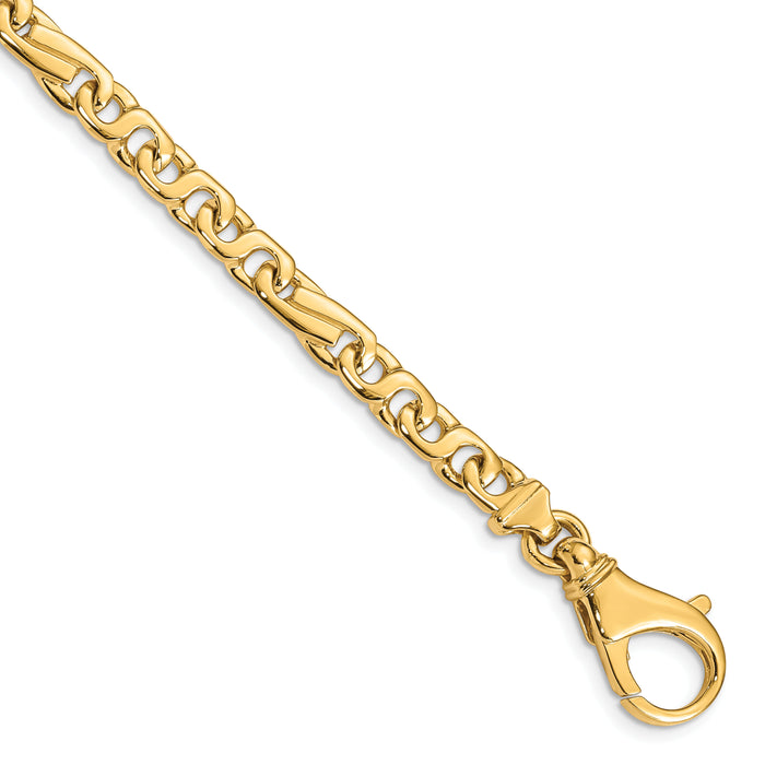 14K 5.8mm Hand Polished Fancy Link Bracelet-LK400-7