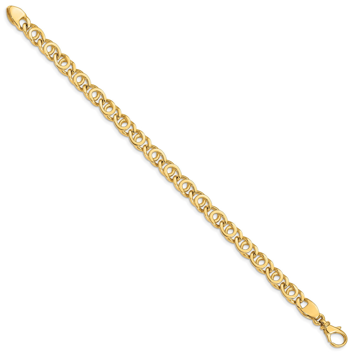 14K 7mm Hand Polished Fancy Link Bracelet-LK405-8