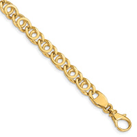 14K 7mm Hand Polished Fancy Link Bracelet-LK405-8