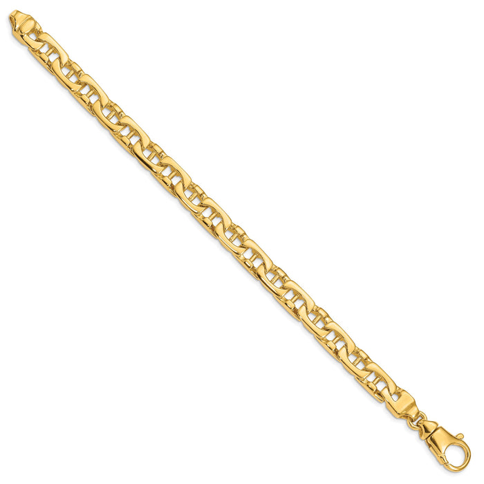 14K 8.5mm Hand-polished Fancy Link Bracelet-LK409-8.5