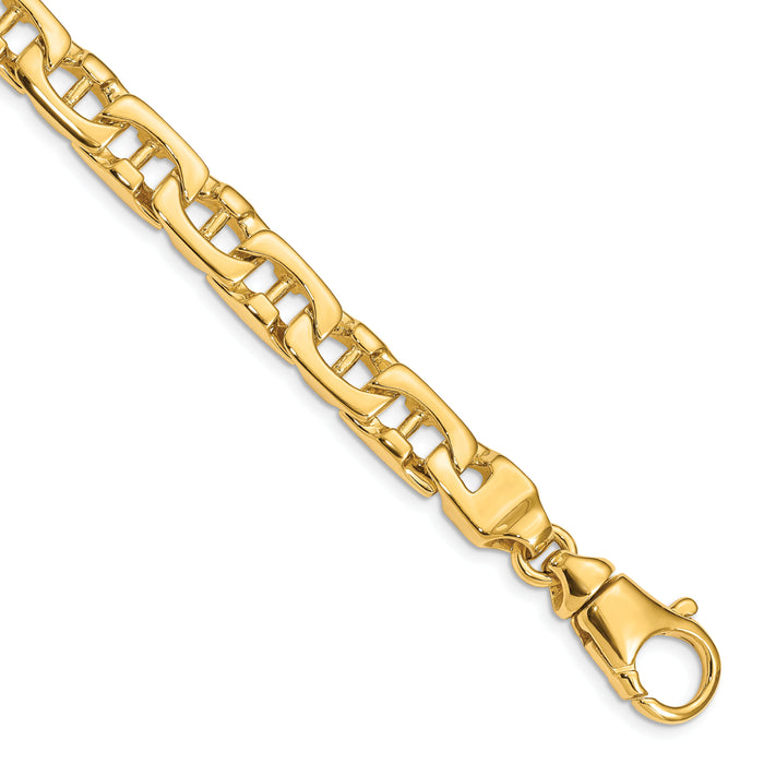 14K 8.5mm Hand-polished Fancy Link Bracelet-LK409-8.5