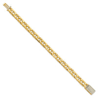 14K 8.5mm Hand-polished Fancy Link Diamond Clasp Bracelet-LK409DIA-8.5