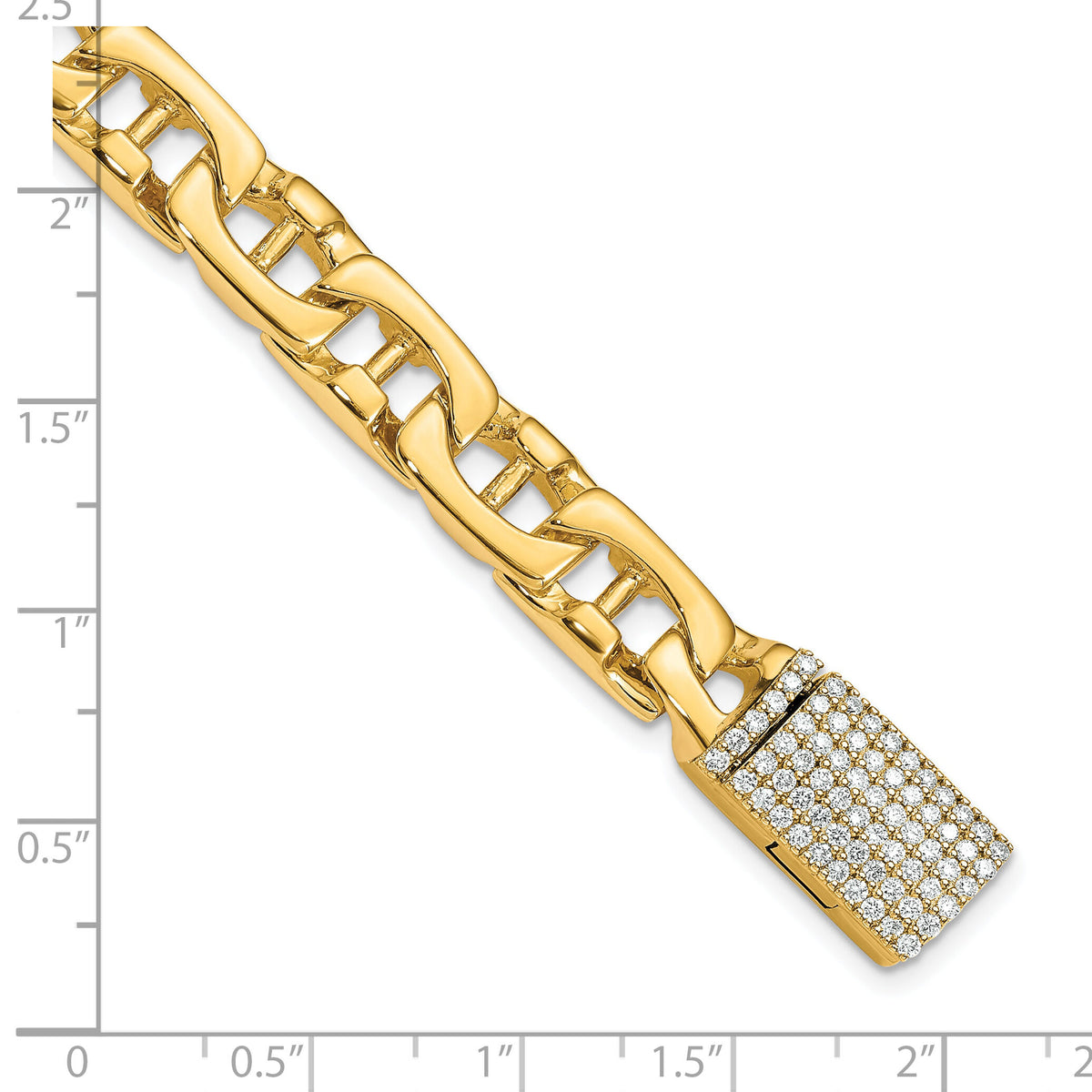 14K 8.5mm Hand-polished Fancy Link Diamond Clasp Bracelet-LK409DIA-8.5