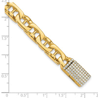 14K 8.5mm Hand-polished Fancy Link Diamond Clasp Bracelet-LK409DIA-8.5