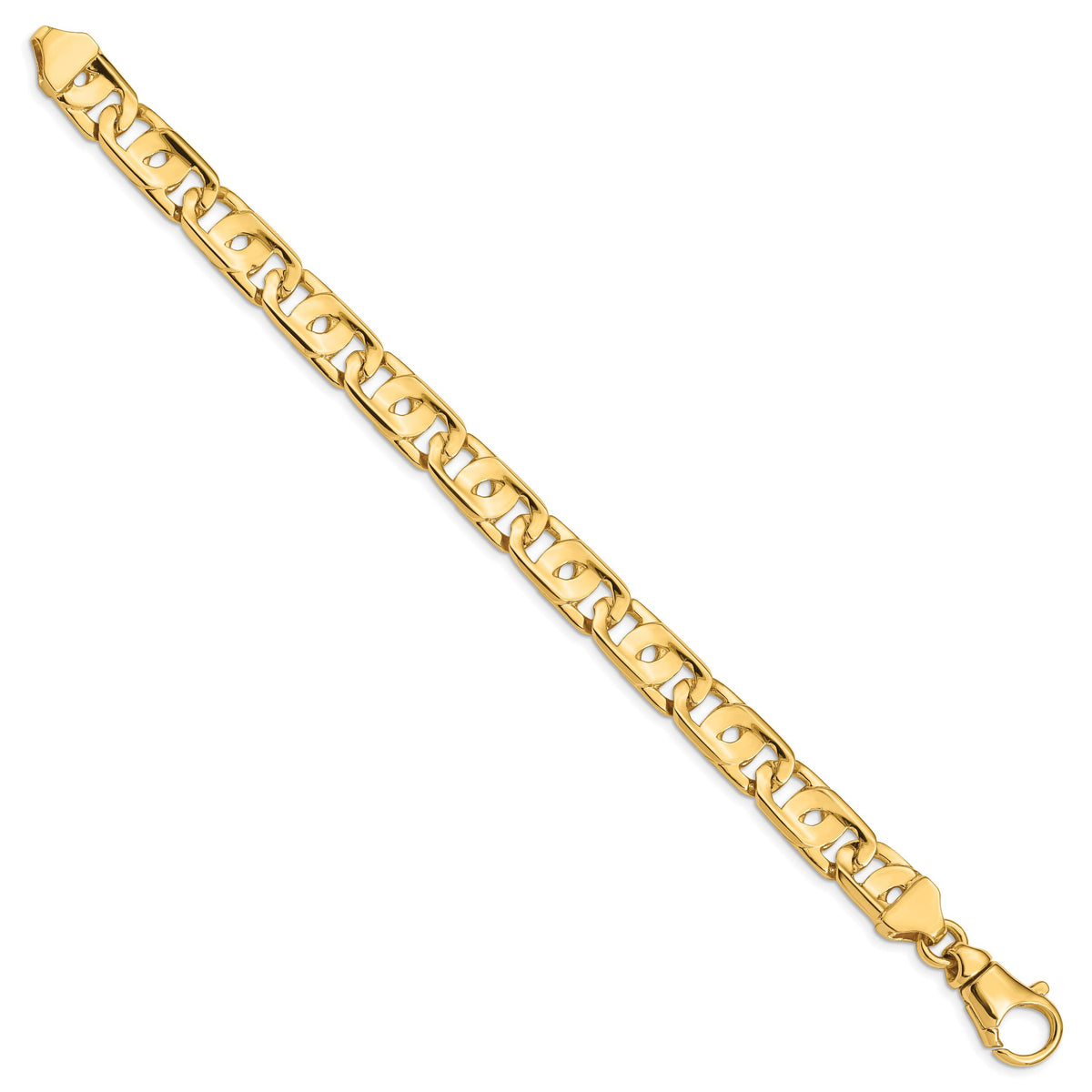 14k 10mm Hand-polished Fancy Link Bracelet-LK410-8.5
