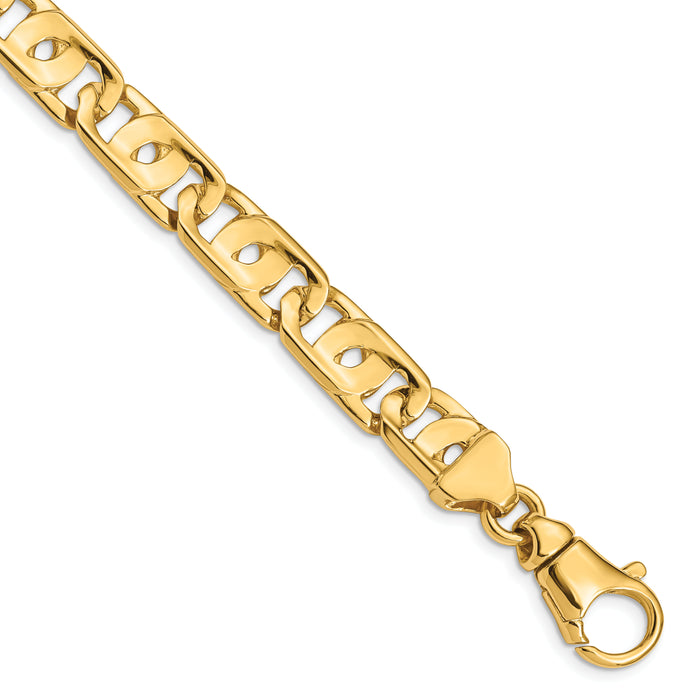 14k 10mm Hand-polished Fancy Link Bracelet-LK410-8.5