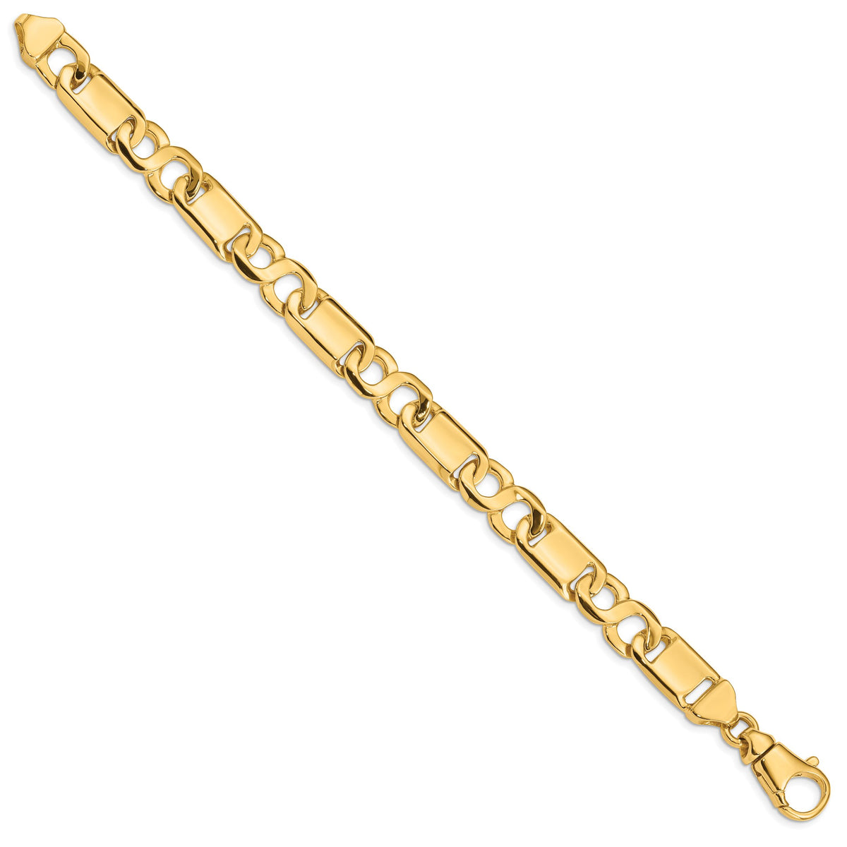 14k 10.4mm Hand-polished Fancy Link Bracelet-LK412-8.5