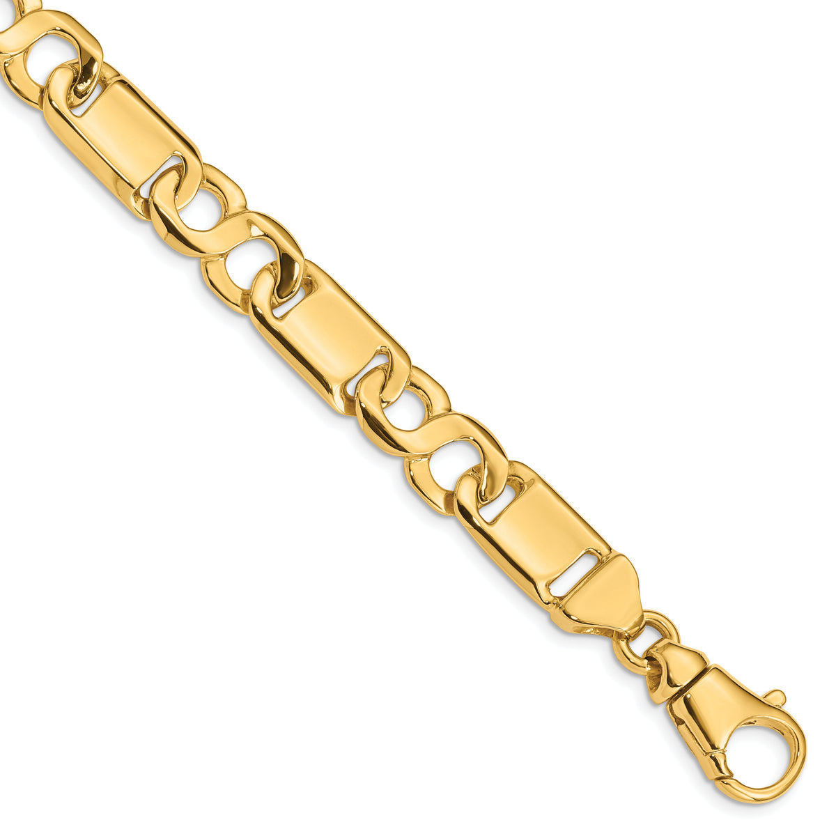 14k 10.4mm Hand-polished Fancy Link Bracelet-LK412-8.5