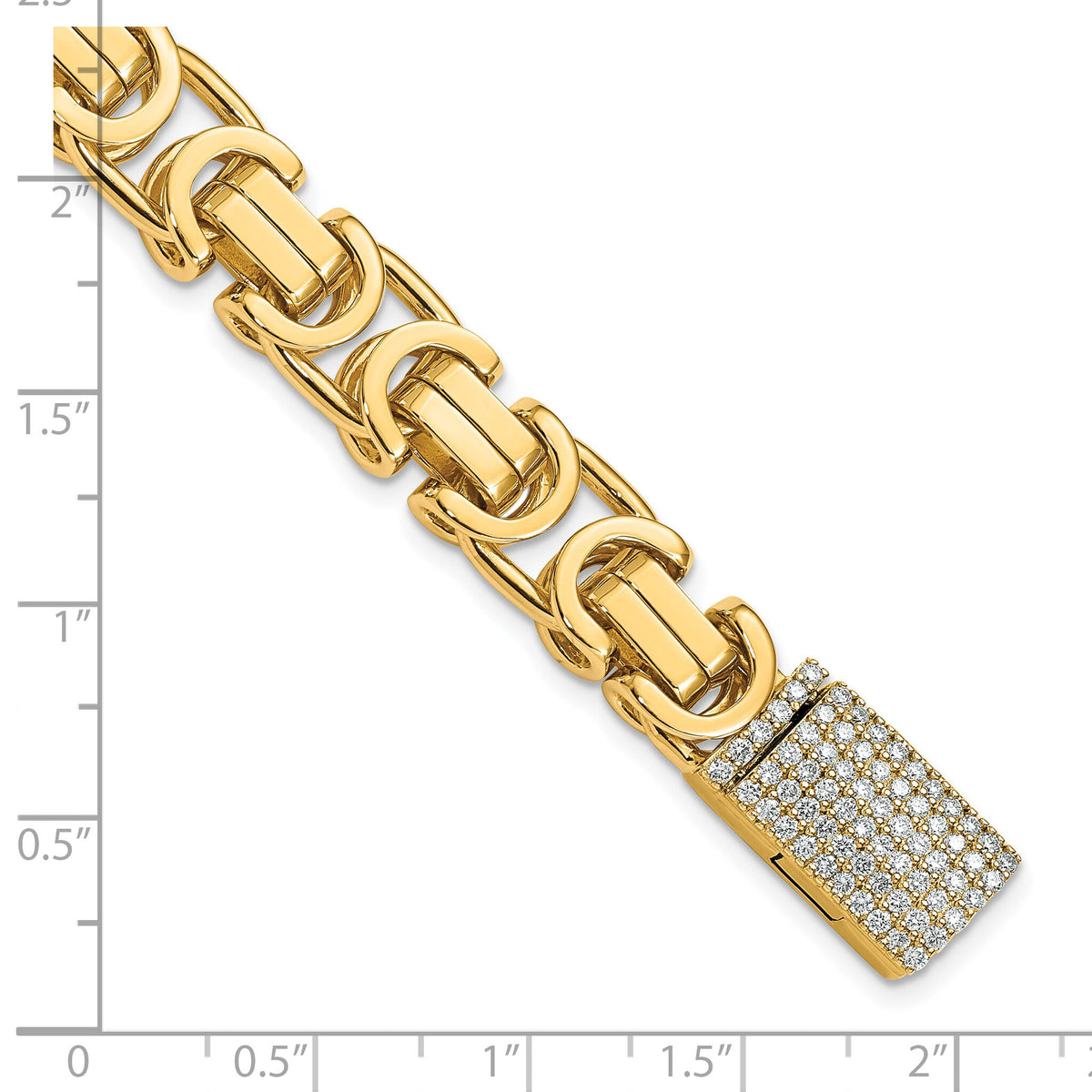 14k 10.1mm Hand-polished Fancy Link Diamond Clasp Bracelet-LK415DIA-8.5