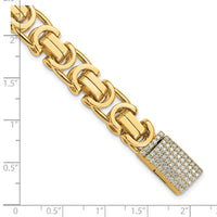 14k 10.1mm Hand-polished Fancy Link Diamond Clasp Bracelet-LK415DIA-8.5