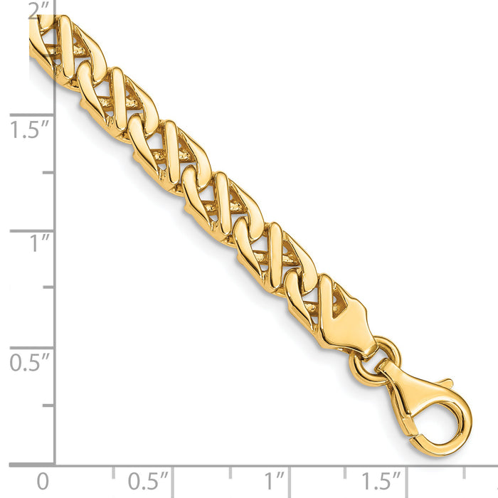 14K 6.1mm Hand-polished Fancy Link Bracelet-LK416-9