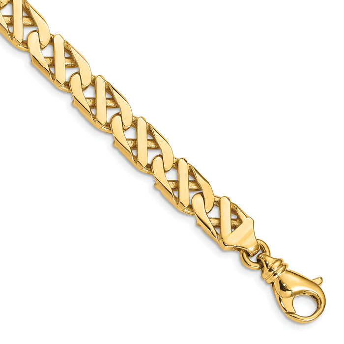 14K 7.9mm Fancy Link Hand Polished Bracelet-LK417-8.25