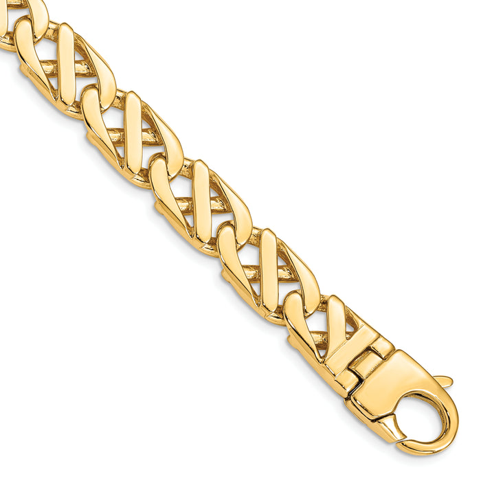14K 10.2mm Hand-polished Fancy Link Bracelet-LK419-8.25