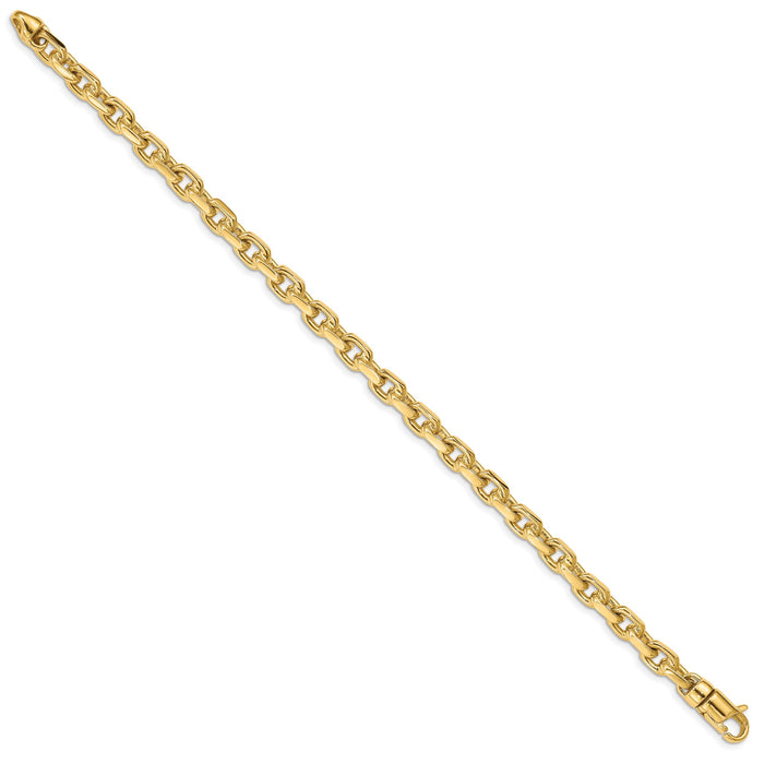 14k 5.9mm Hand-polished Fancy Link Bracelet-LK437-8.5