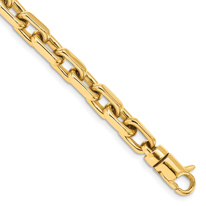 14k 7mm Hand-polished Fancy Link Bracelet-LK440-8.5