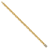 14k 7mm Hand-polished Fancy Link Diamond Clasp Bracelet-LK440DIA-8.5