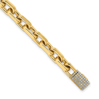 14k 7mm Hand-polished Fancy Link Diamond Clasp Bracelet-LK440DIA-8.5