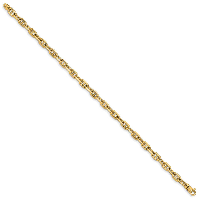 14k 5.1mm Hand-polished Fancy Link Bracelet-LK441-8.5