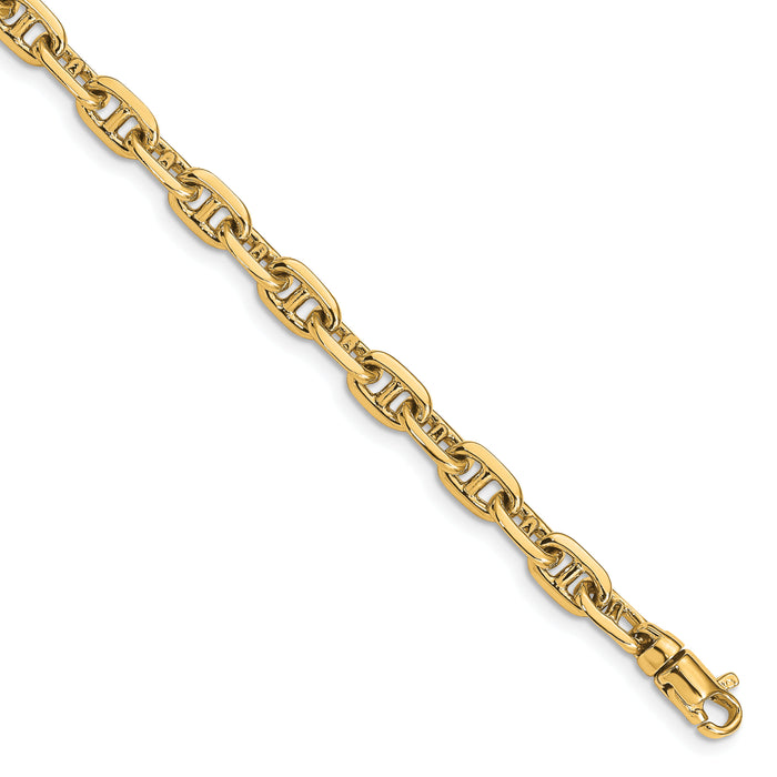 14k 5.1mm Hand-polished Fancy Link Bracelet-LK441-8.5