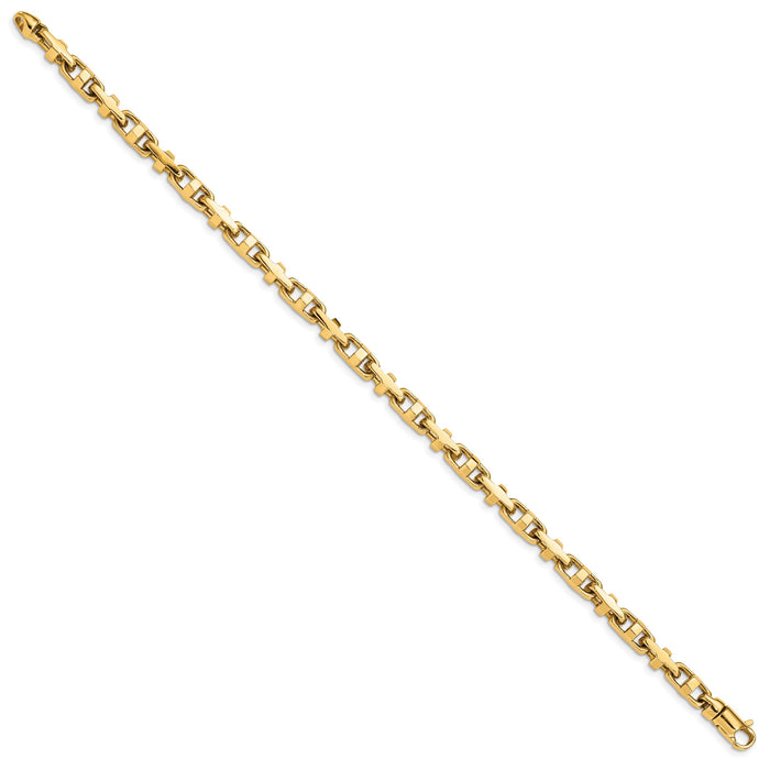 14k 5mm Hand-polished Fancy Link Bracelet-LK452-8.75