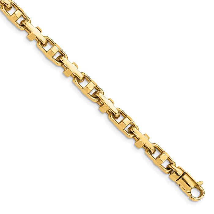 14k 5mm Hand-polished Fancy Link Bracelet-LK452-8.75