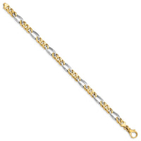 14K Two-tone 6.3mm Hand-polished Fancy Link Bracelet-LK488-8