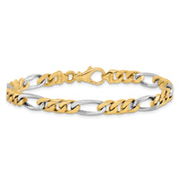 14K Two-tone 6.3mm Hand-polished Fancy Link Bracelet-LK488-8