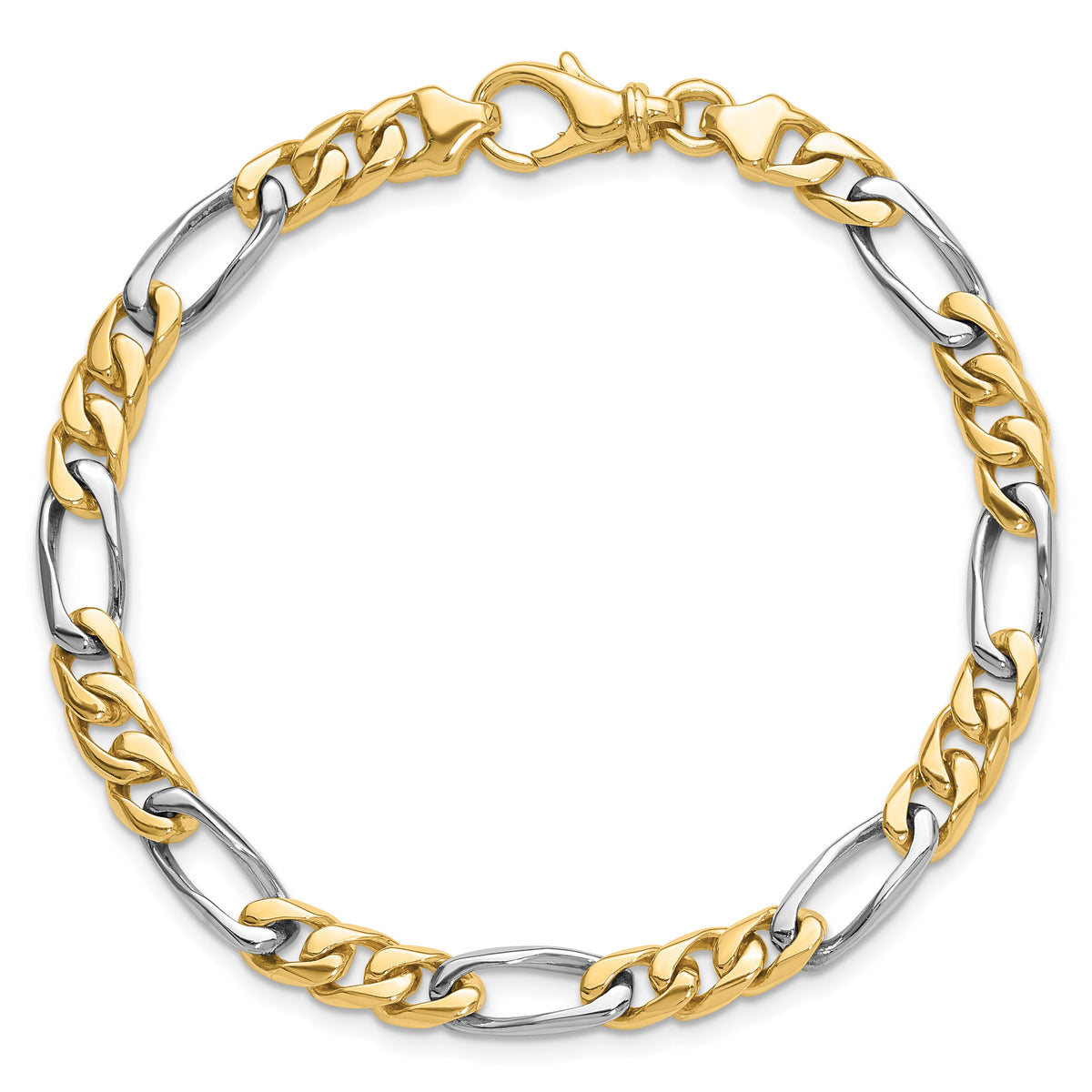 14K Two-tone 6.3mm Hand-polished Fancy Link Bracelet-LK488-8