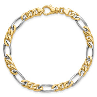 14K Two-tone 6.3mm Hand-polished Fancy Link Bracelet-LK488-8