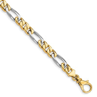 14K Two-tone 6.3mm Hand-polished Fancy Link Bracelet-LK488-8