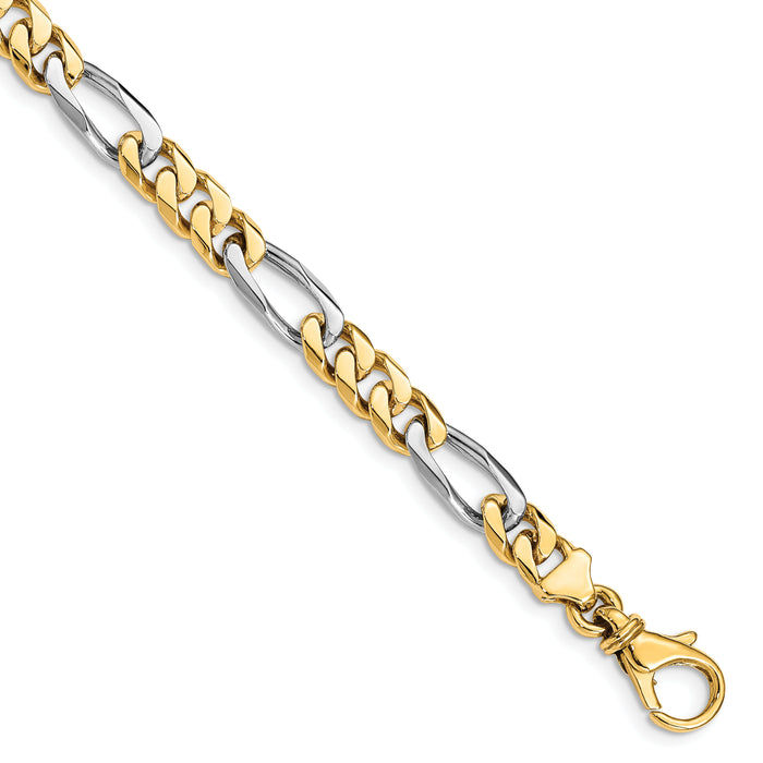 14K Two-tone 6.3mm Hand-polished Fancy Link Bracelet-LK488-8