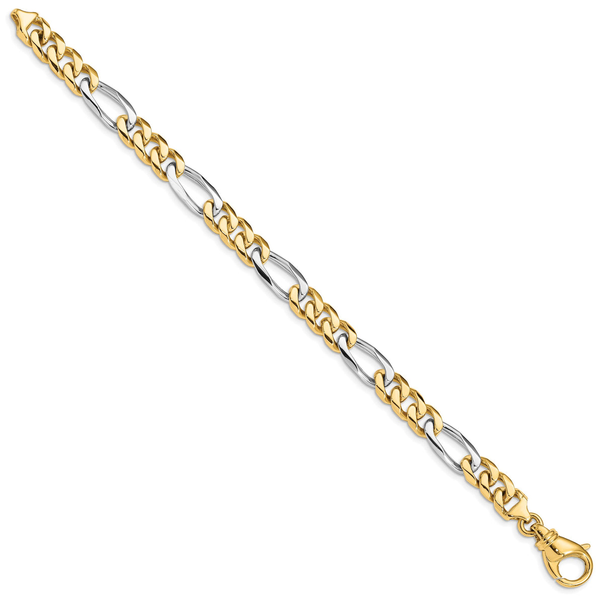 14k Two-tone 7.85mm Hand Polished Fancy Link Bracelet-LK489-8