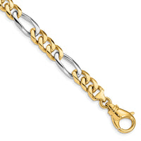 14k Two-tone 7.85mm Hand Polished Fancy Link Bracelet-LK489-8