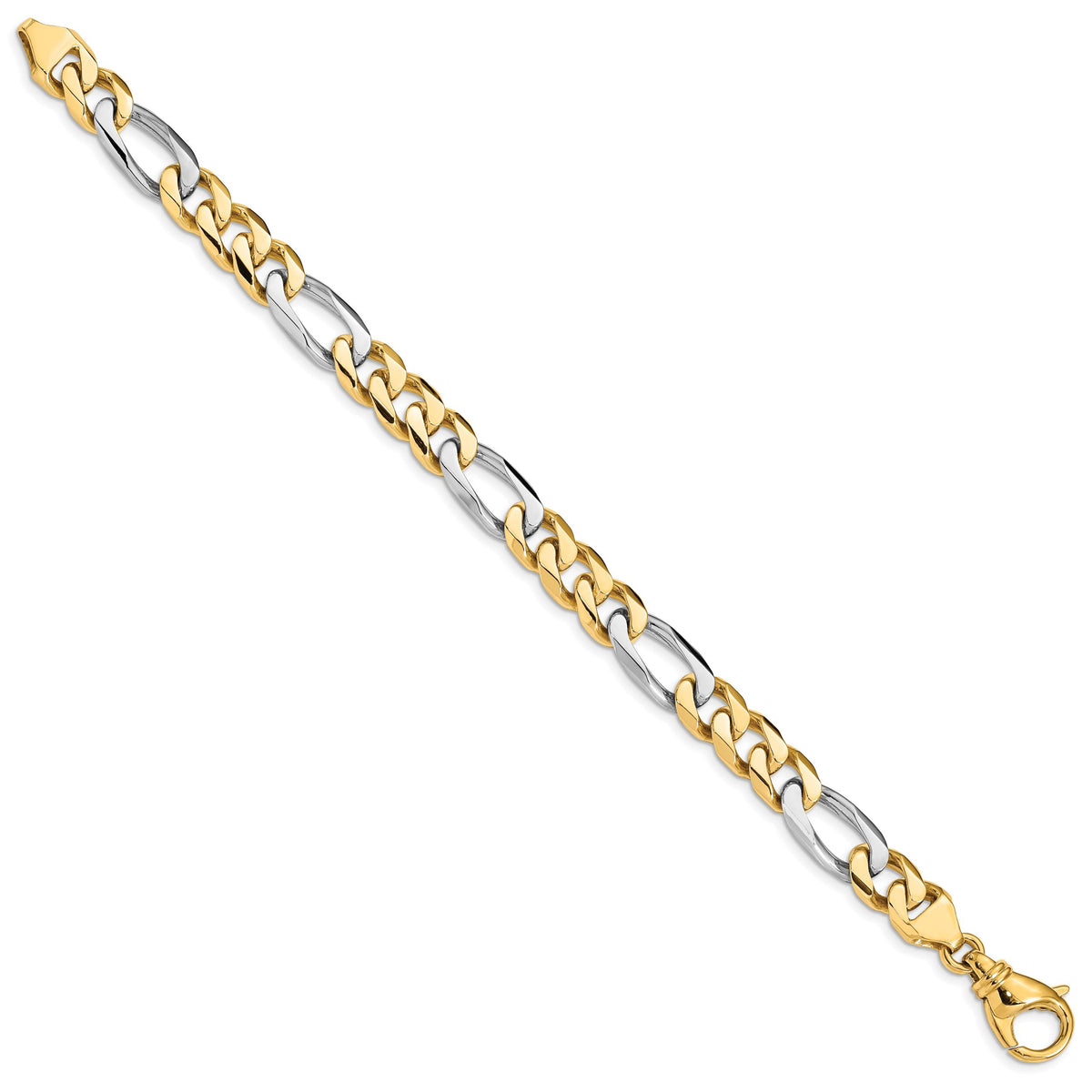 14k Two-tone 8.5mm Hand-polished Fancy Link Bracelet-LK490-8