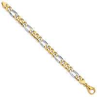 14k Two-tone 8.5mm Hand-polished Fancy Link Bracelet-LK490-8