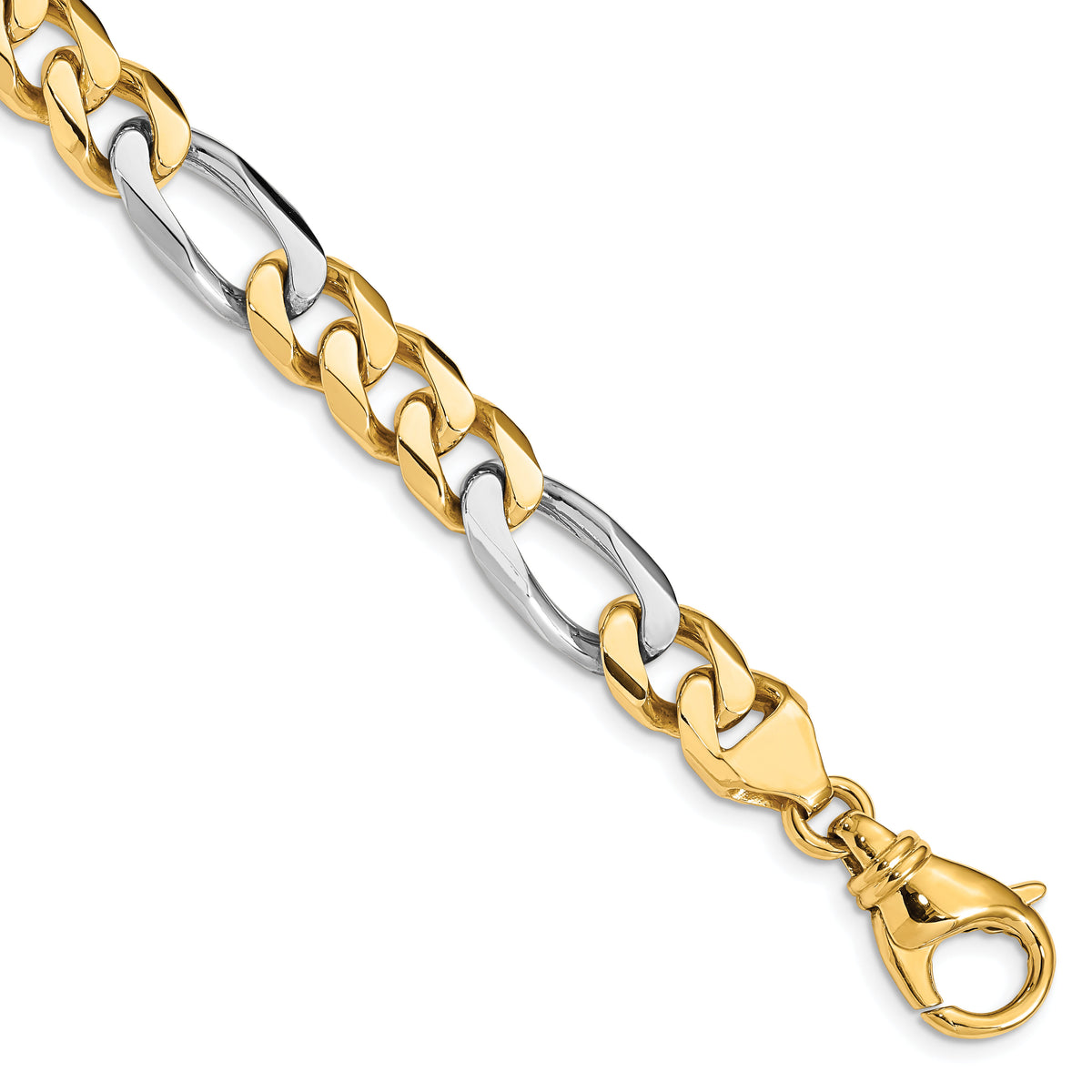 14k Two-tone 8.5mm Hand-polished Fancy Link Bracelet-LK490-8