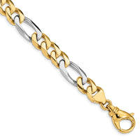 14k Two-tone 8.5mm Hand-polished Fancy Link Bracelet-LK490-8